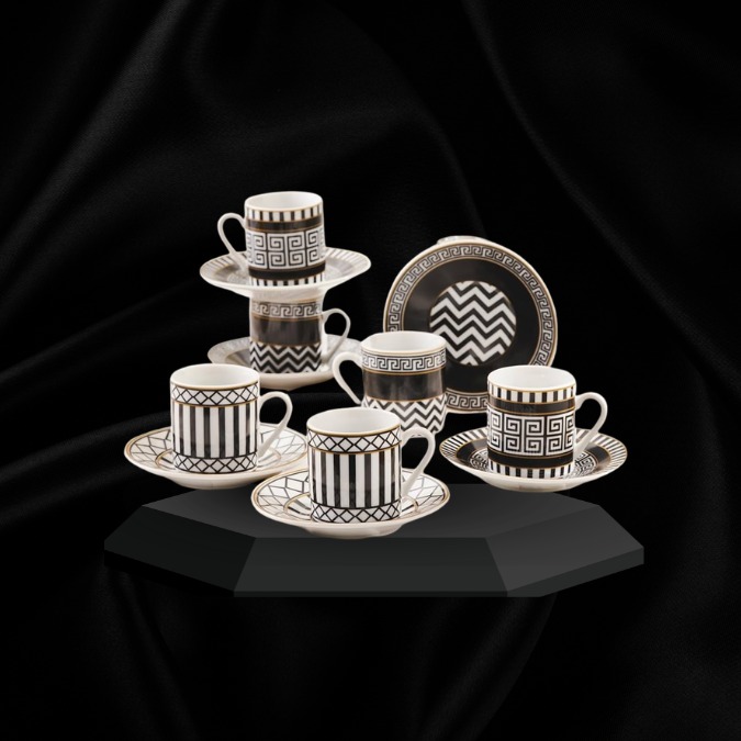 JUEGO 6 TAZAS PARA CAFE CEBRA